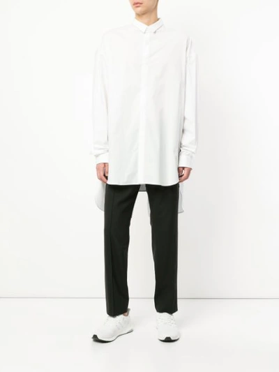 Shop Juun.j Oversized Plain Shirt - White