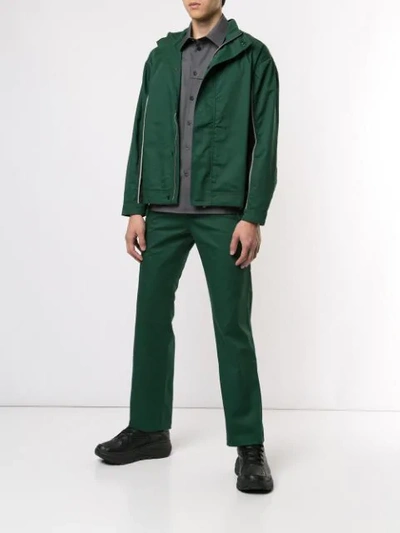 Shop Affix Contrasting Stripe Lightweight Jacket In Green