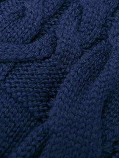 Shop Etro Checkered Cabke-knit Cardigan In Blue