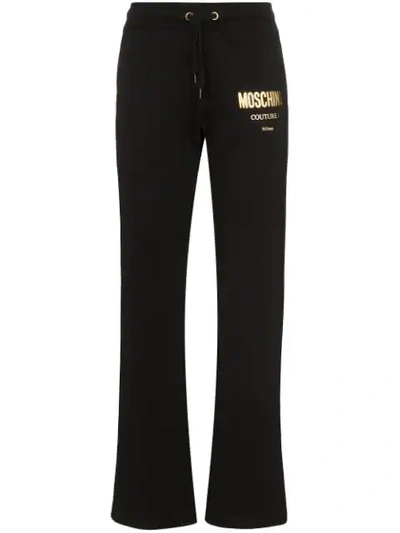 Shop Moschino Logo Print Track Trousers In Black