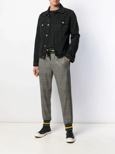 Shop Dolce & Gabbana Check Wool Track Pants In Black