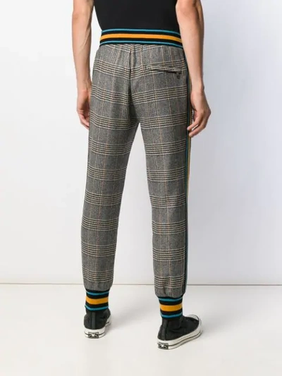 Shop Dolce & Gabbana Check Wool Track Pants In Black