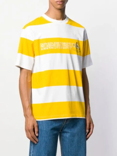Shop Calvin Klein Jeans Est.1978 Striped Logo T-shirt In Yellow