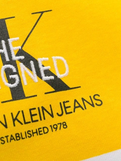 Shop Calvin Klein Jeans Est.1978 Striped Logo T-shirt In Yellow