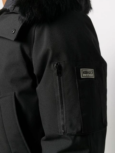 Shop Kenzo Hooded Padded Coat In Black