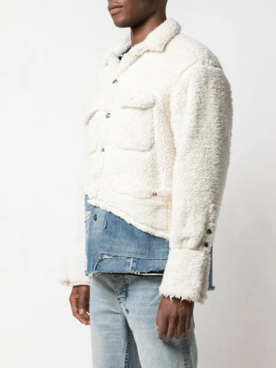Shop Greg Lauren 50/50 Denim Jacket In White