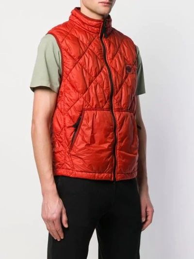 Shop Stone Island Quilted Padded Gilet In Orange