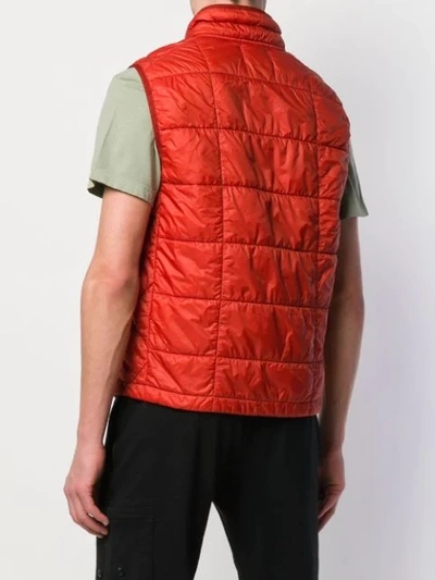 Shop Stone Island Quilted Padded Gilet In Orange