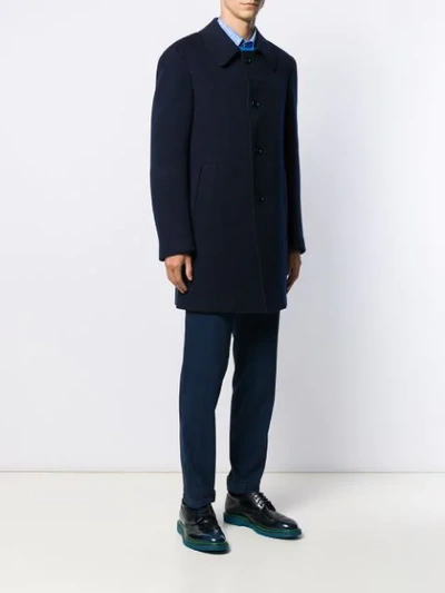 Shop Canali Oversized Collar Single-breasted Coat In Blue