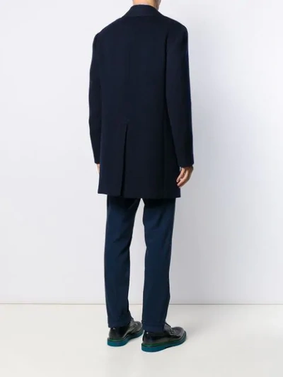 Shop Canali Oversized Collar Single-breasted Coat In Blue