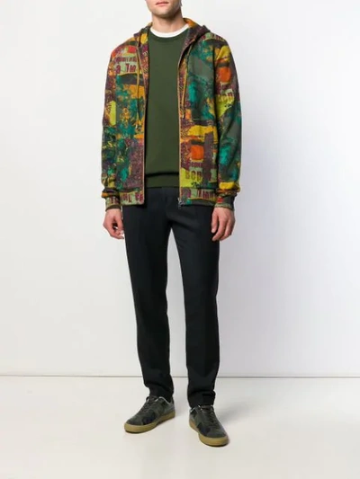 Shop Etro Zipped Printed Jacket In Green