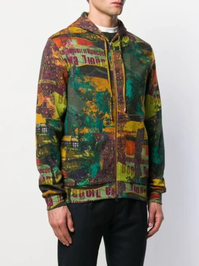 Shop Etro Zipped Printed Jacket In Green