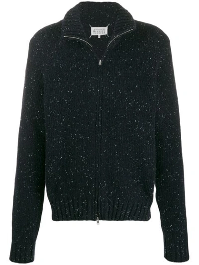 Shop Maison Margiela Knitted Zip-front Cardigan In Blue