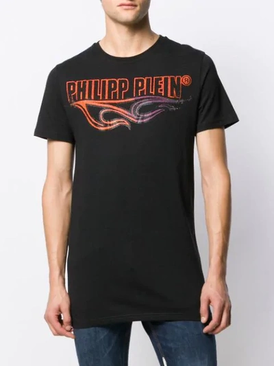 Shop Philipp Plein Flame Studded Logo T-shirt In Black