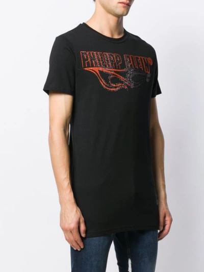 Shop Philipp Plein Flame Studded Logo T-shirt In Black