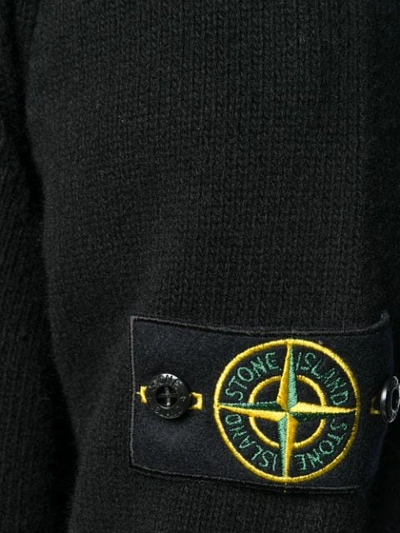 Shop Stone Island Compass Badge Cardigan In Black
