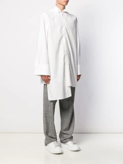 Shop Loewe Oversized Asymmetric Shirt In 2100 White