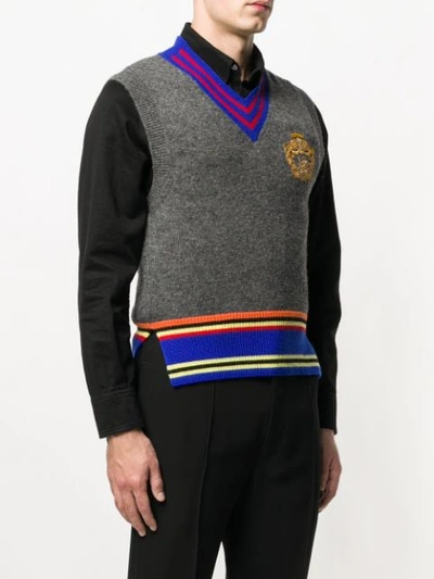 Shop Versace Embroidered Sweater Vest In Grey