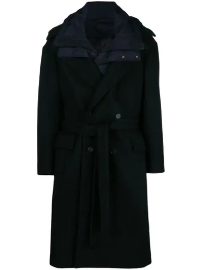 Shop Juun.j Oversized Coat With Detachable Liner In Black