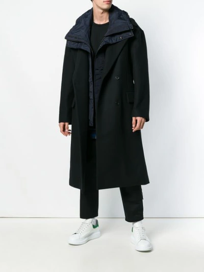 Shop Juun.j Oversized Coat With Detachable Liner In Black