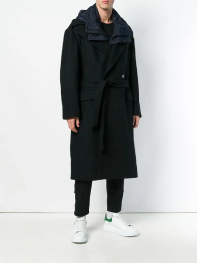 Shop Juun.j Oversized Coat With Detachable Liner In Black