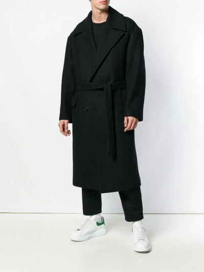 Shop Juunj Oversized Coat With Detachable Liner In Black