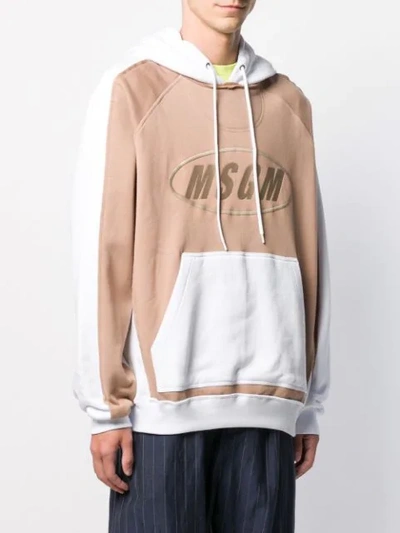 Shop Msgm Logo Hooded Sweatshirt In White