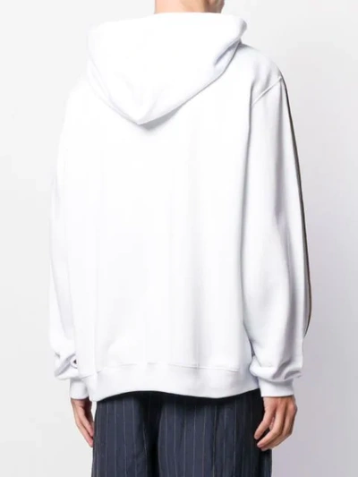 Shop Msgm Logo Hooded Sweatshirt In White