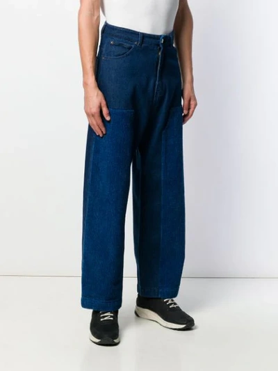 Shop David Catalan Panelled Wide Leg Jeans In Blue