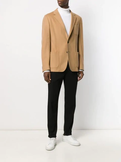 Shop Z Zegna Single-breasted Fitted Blazer In Brown