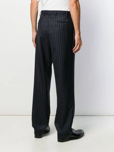 Shop Cobra Sc Pinstripe Straight Leg Trousers In Blue