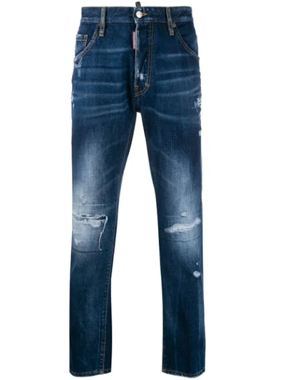 Shop Dsquared2 Distressed-effect Slim-fit Jeans In Blue