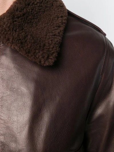 Shop Ami Alexandre Mattiussi Shearling Collar Bomber Jacket In Brown