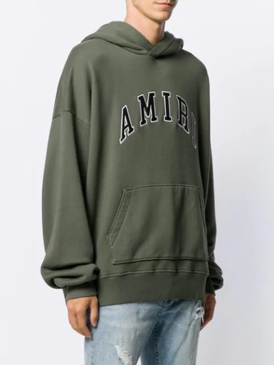 Shop Amiri Logo Patch Hoodie In Green