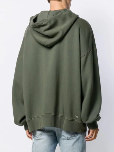 Shop Amiri Logo Patch Hoodie In Green