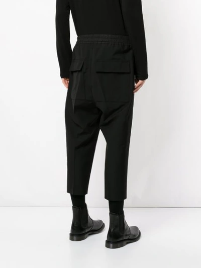 Shop Rick Owens Drop Crotch Cropped Trousers - Black