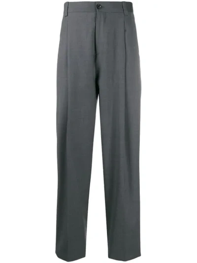 Shop Versace Straight Tailored Trousers In Grey