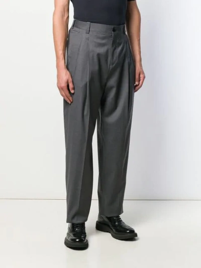 Shop Versace Straight Tailored Trousers In Grey