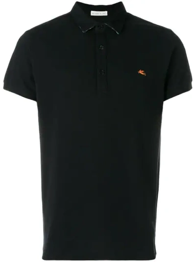 Shop Etro Front Logo Polo Shirt In Black