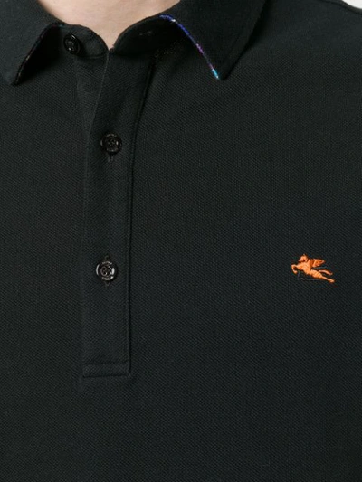 Shop Etro Front Logo Polo Shirt In Black