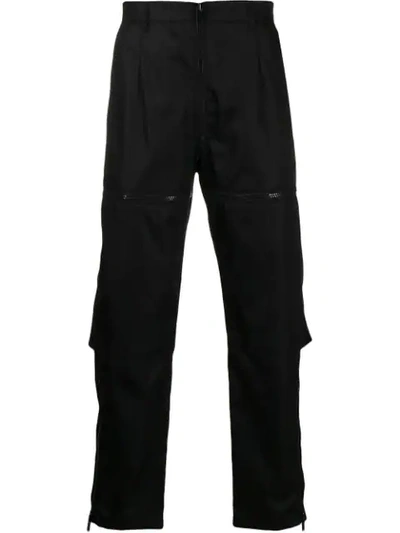 Shop Prada Zip Detailed Trousers In Black