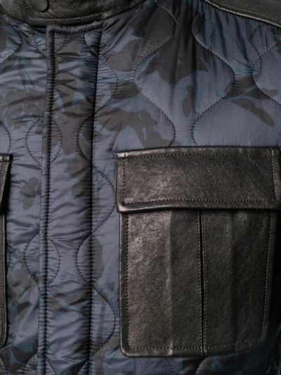 Shop Etro Quilted Camoflage Coat In Blue