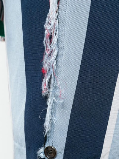 Shop Thom Browne Distressed Wide Repp Stripe Short In Blue