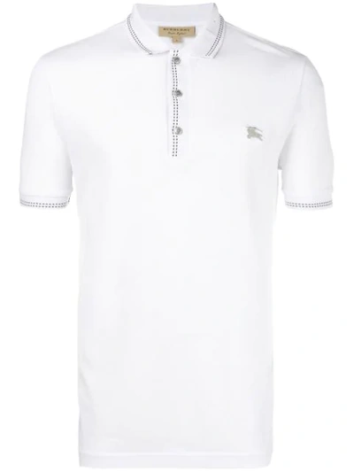 Shop Burberry Stitch Detail Polo Shirt In White