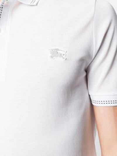 Shop Burberry Stitch Detail Polo Shirt In White