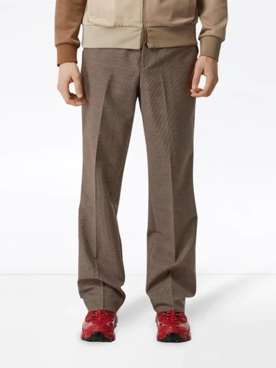 Shop Burberry Pocket Detail Wool Tailored Trousers In Brown