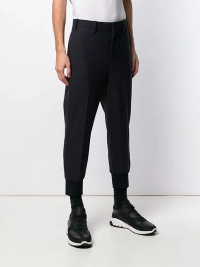 Shop Neil Barrett Tapered Cropped Trousers In Blue