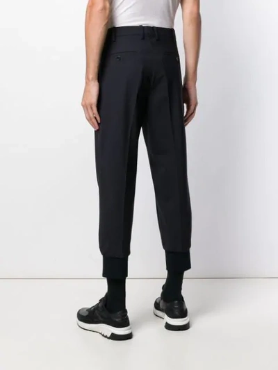 Shop Neil Barrett Tapered Cropped Trousers In Blue