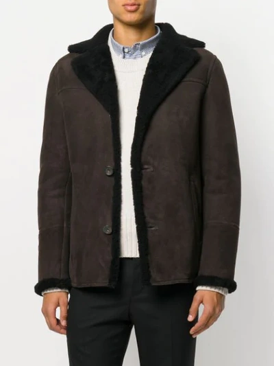 Shop Desa 1972 Buttoned Shearling Jacket In Brown