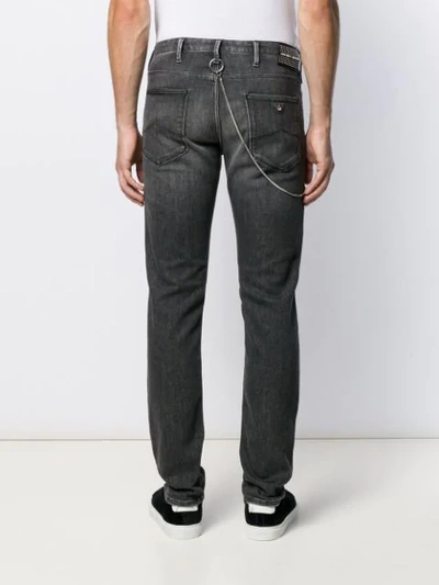 Shop Emporio Armani Chain Detail Straight Leg Jeans In Black